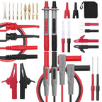 EDGELEC 28 Pcs Multimeter Test Leads Kit with Replaceable Gold-Plated Multimeter Probes, Alligator Clips, Test Hooks,Back Probe Pins with Tool Bag
