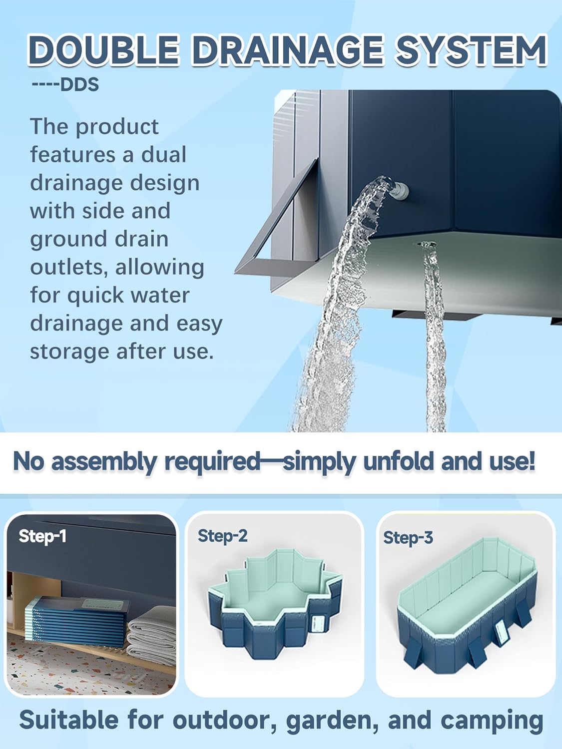 114" Non-Inflatable Foldable Swimming Pool for Family, Portable Above Ground Pool for Adults & Kids, Easy Setup for