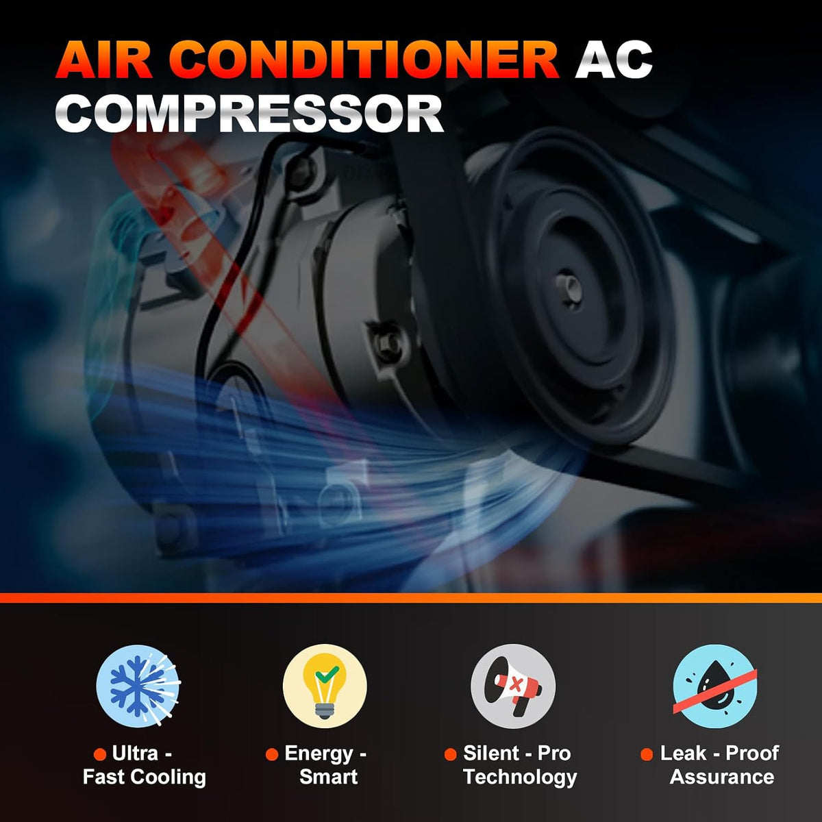 AC Compressor with Clutch Compatible with Chevrolet, GMC Silverado, Suburban, Sierra, Avalanche, Express, Tahoe, Yukon, Escalade, and More Replace CO 29002C, 15036042, 15068853
