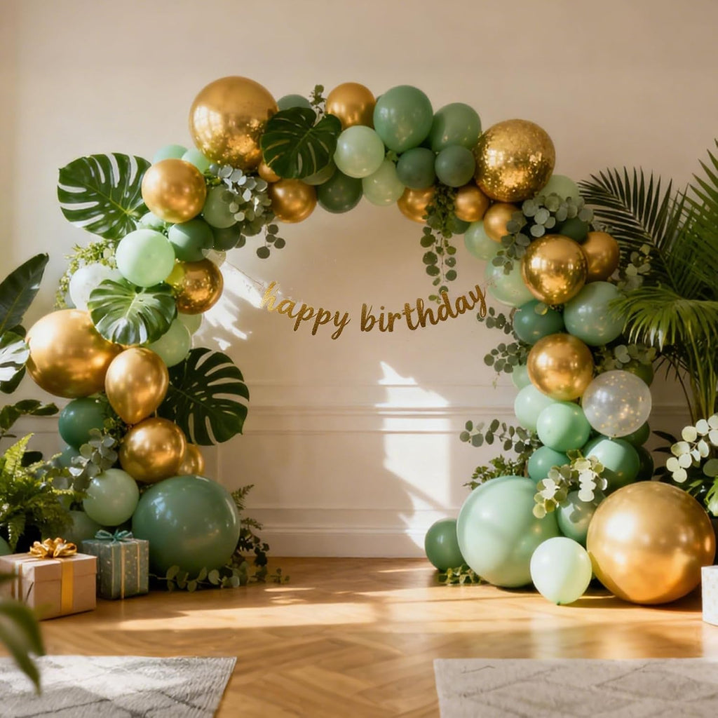 Gold Balloons 129pcs Different Sizes 18 12 10 5 Inch, Metallic Gold Balloon Garland Arch Kit for Graduation Party