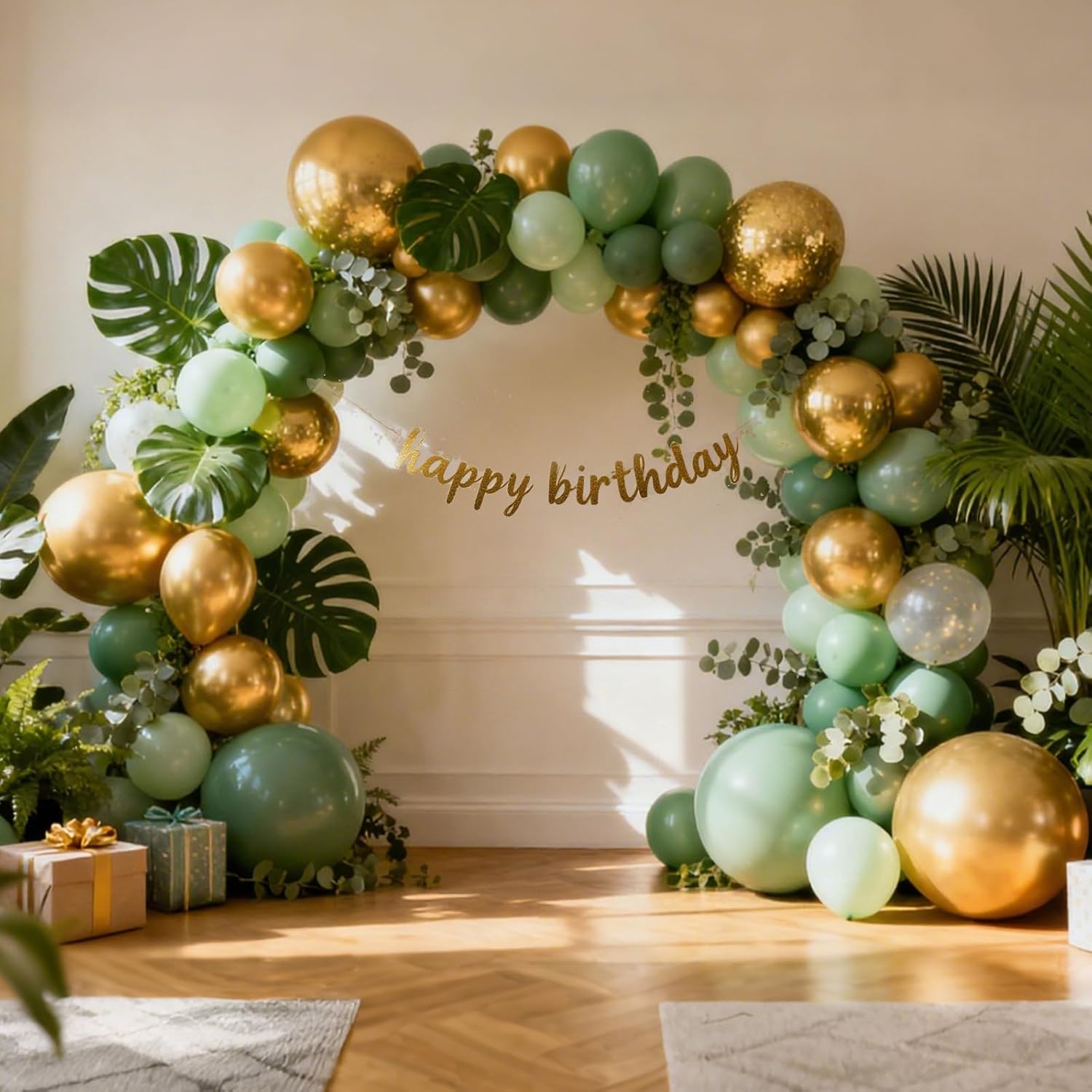 Gold Balloons 129pcs Different Sizes 18 12 10 5 Inch, Metallic Gold Balloon Garland Arch Kit for Graduation Party