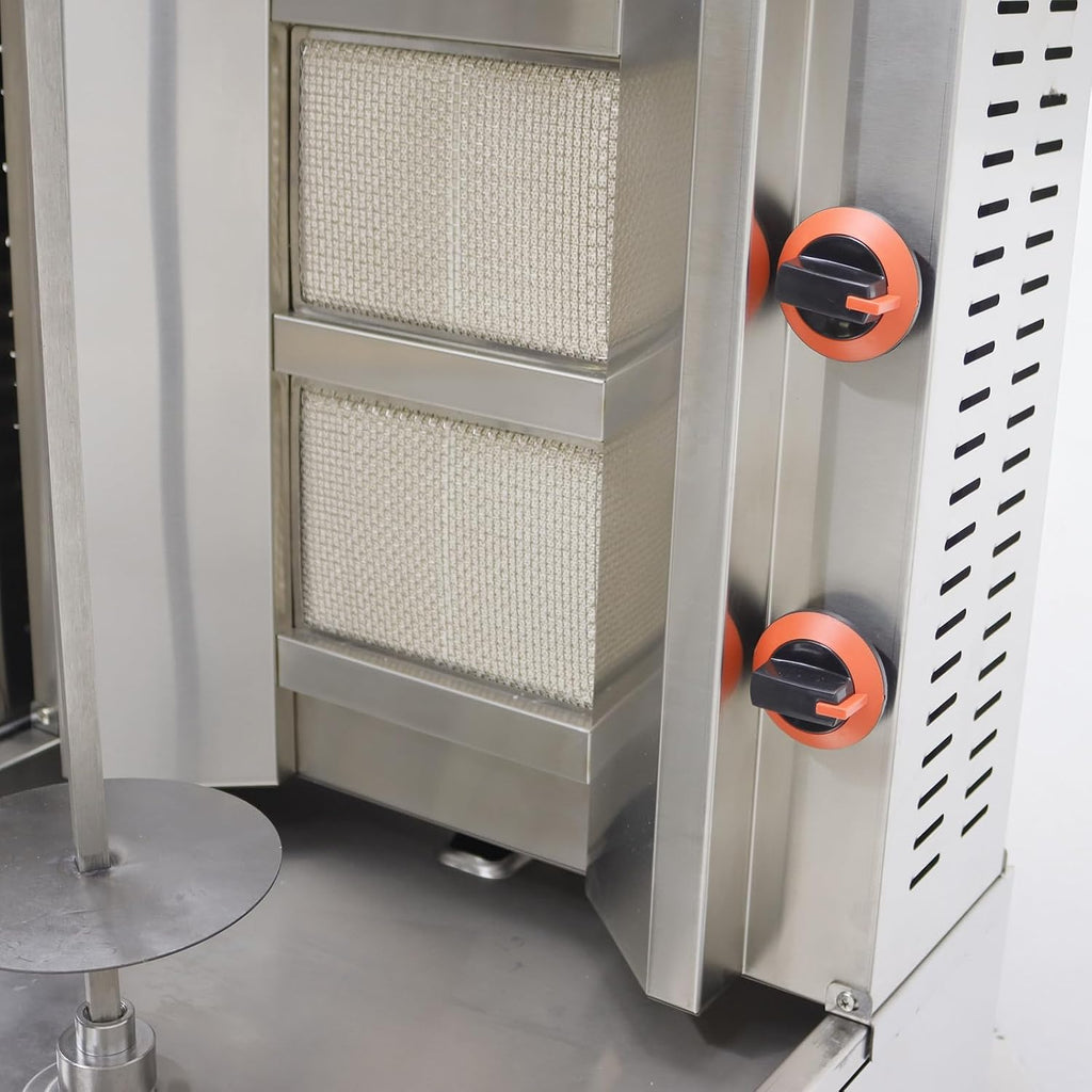 Gas Shawarma Grill Machine, 2 Burners x 2 Rotating Cook Station