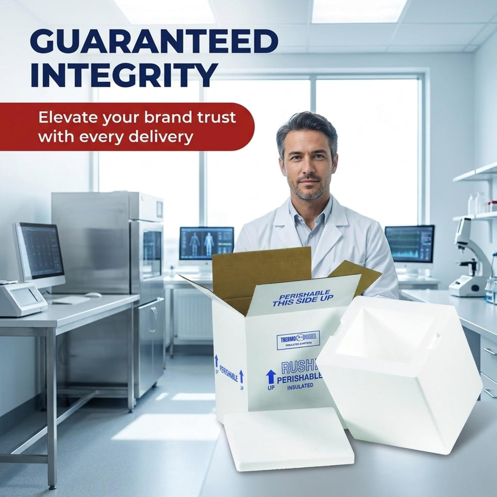 Insulated Shipping Boxes, 8" x 6" x 9", White (8-Pack)