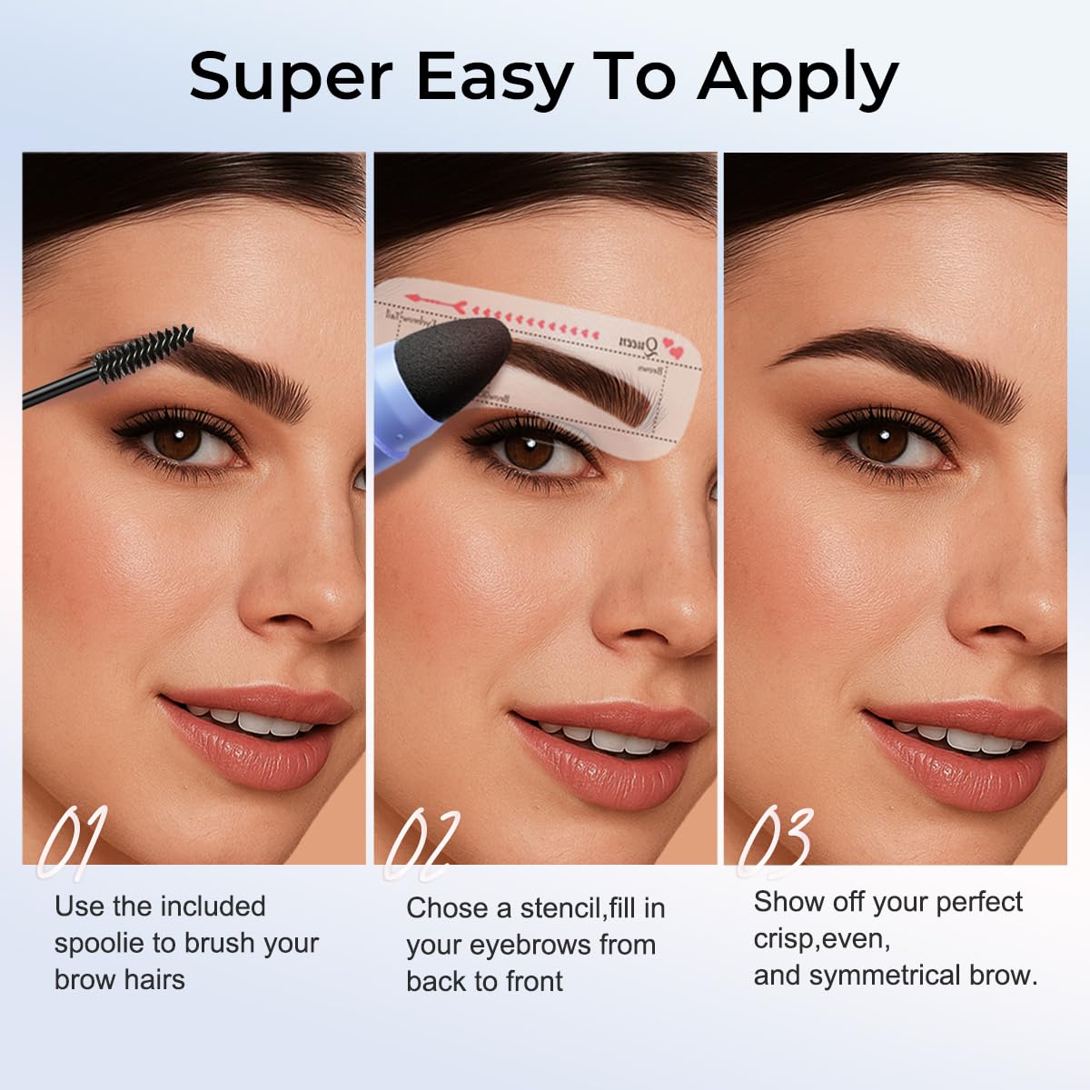 Eyebrow Stamp Kit, Brow Stencil Easy to Use & Natural Looking, Pigmented Long Lasting Eye Brow Cream with Brush and