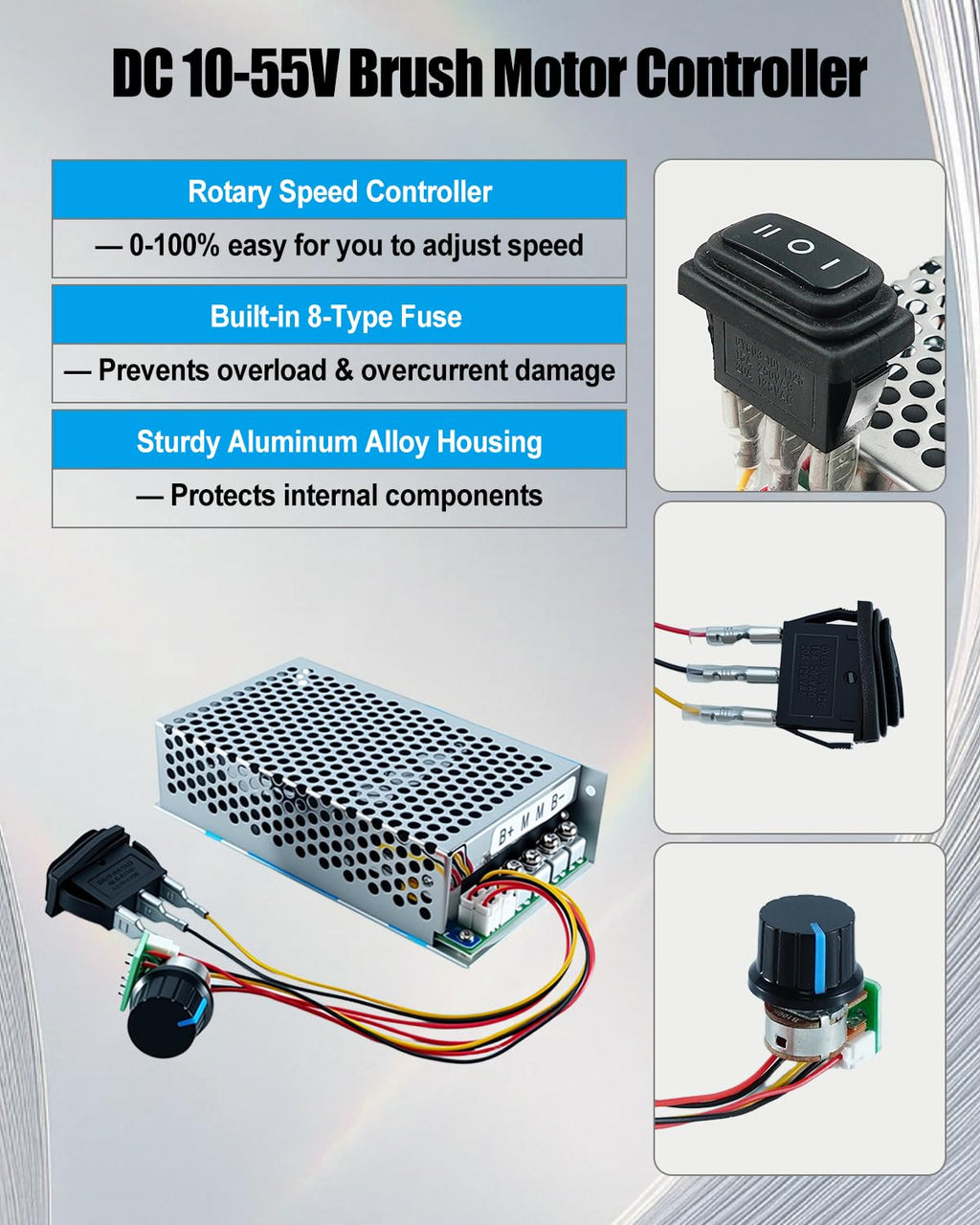 DC Motor Speed Controller PWM 10-55V 100A Max Brushed