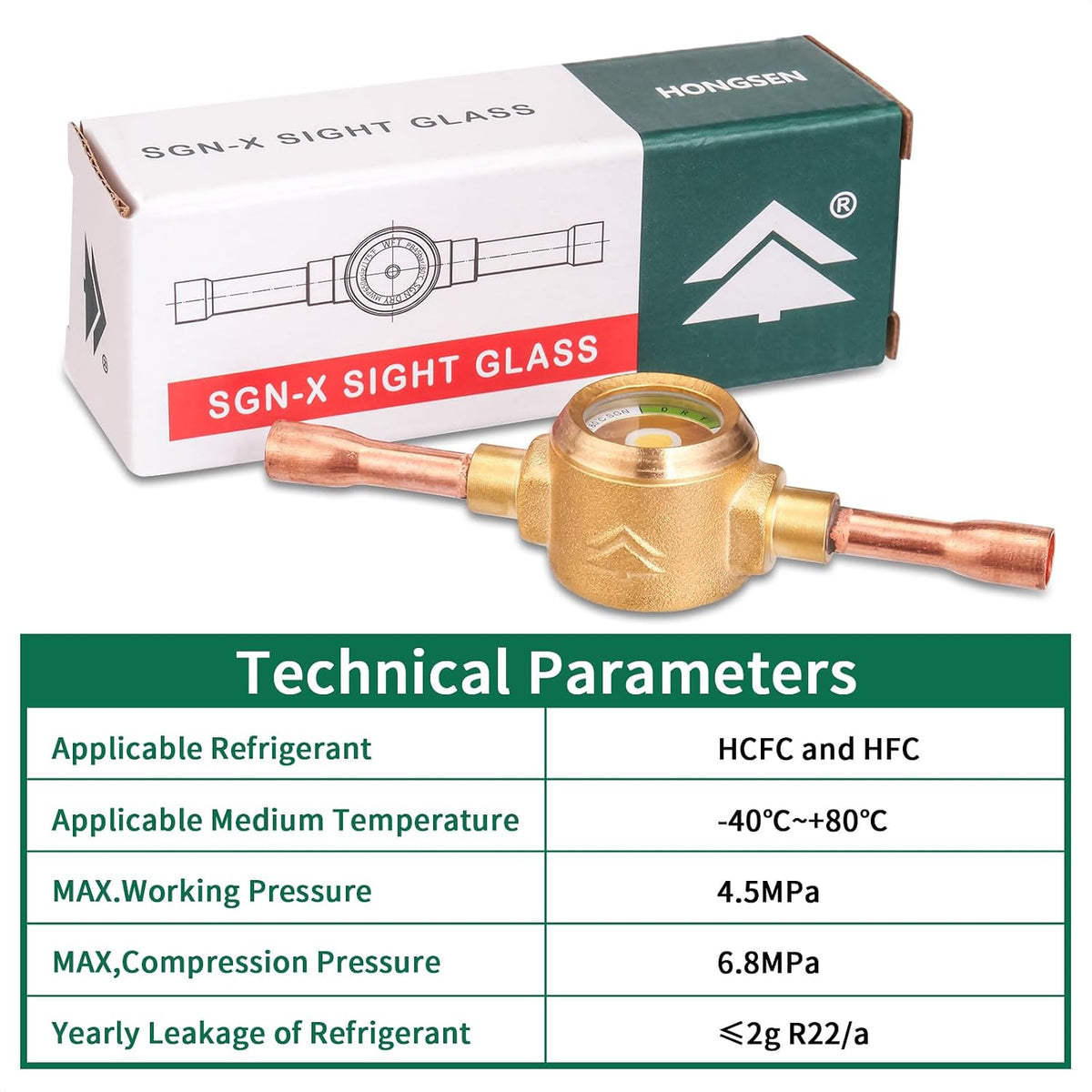 Sight Glass, Moisture Liquid Indicator, 3/8'' ODF Fitting, HVAC Tool for Air ConditioningRefrigeration