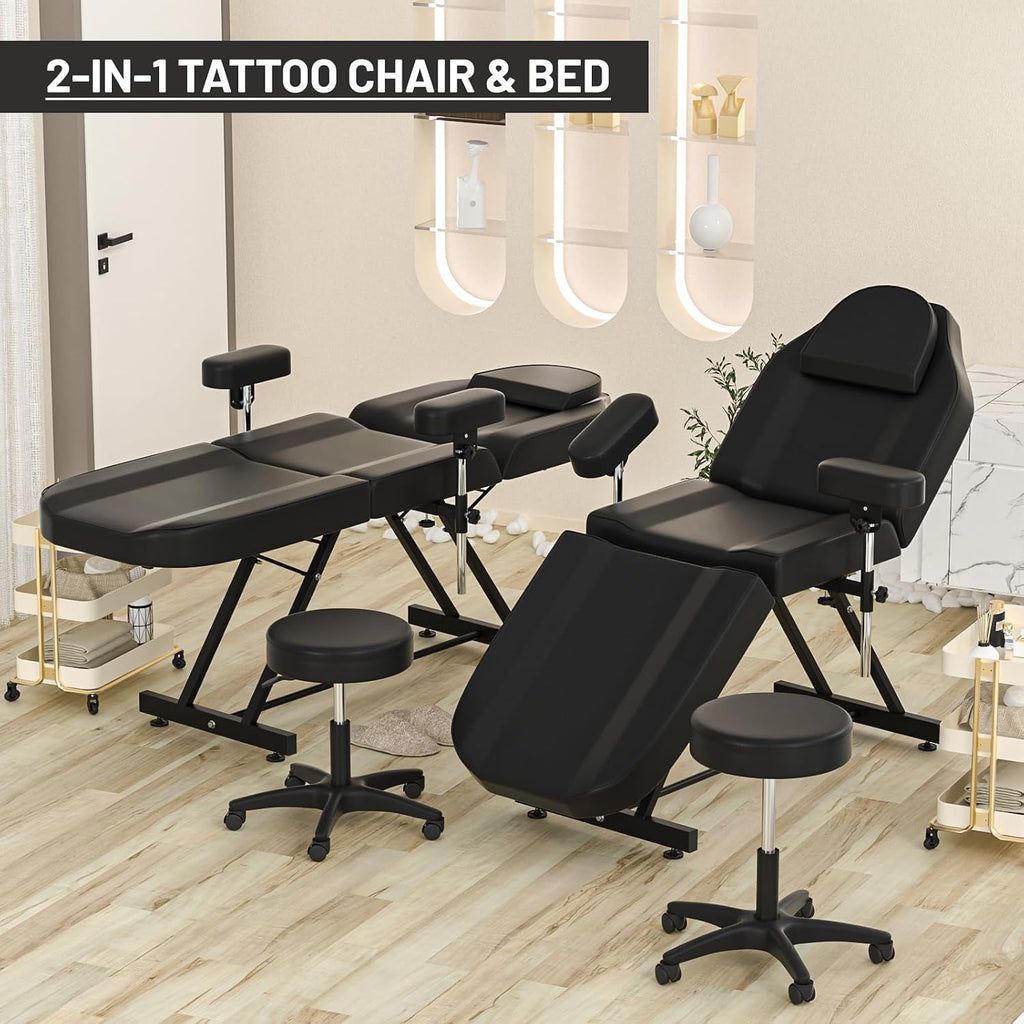 Tattoo Chair for Client Adjustable Tattooing Bed with Stool