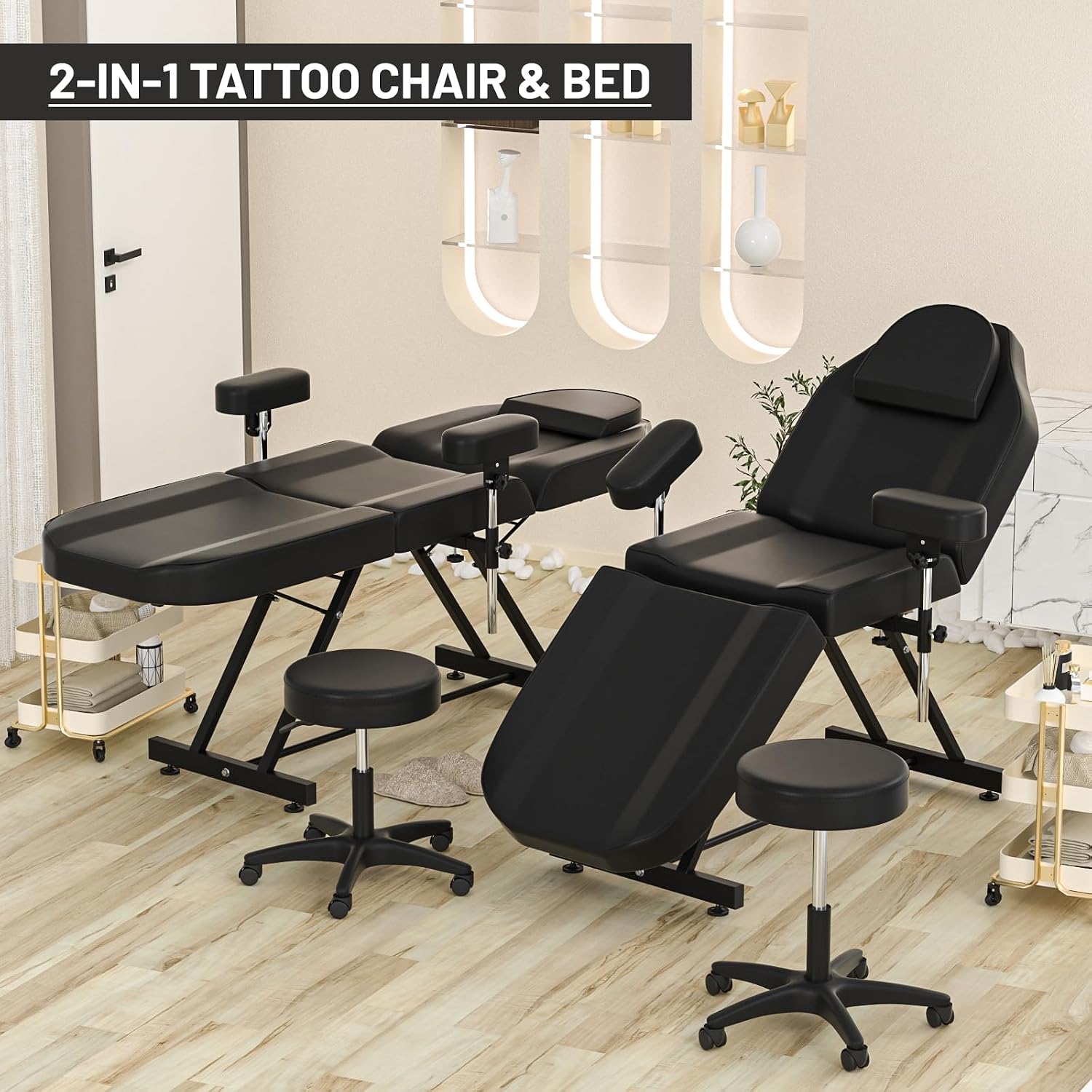 Tattoo Chair for Client Adjustable Tattooing Bed with Stool