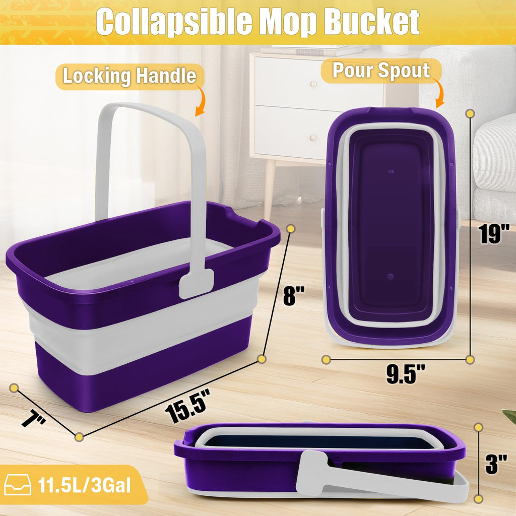 Collapsible Bucket with Handle for Mop Windows Cleaning,3 Gallon