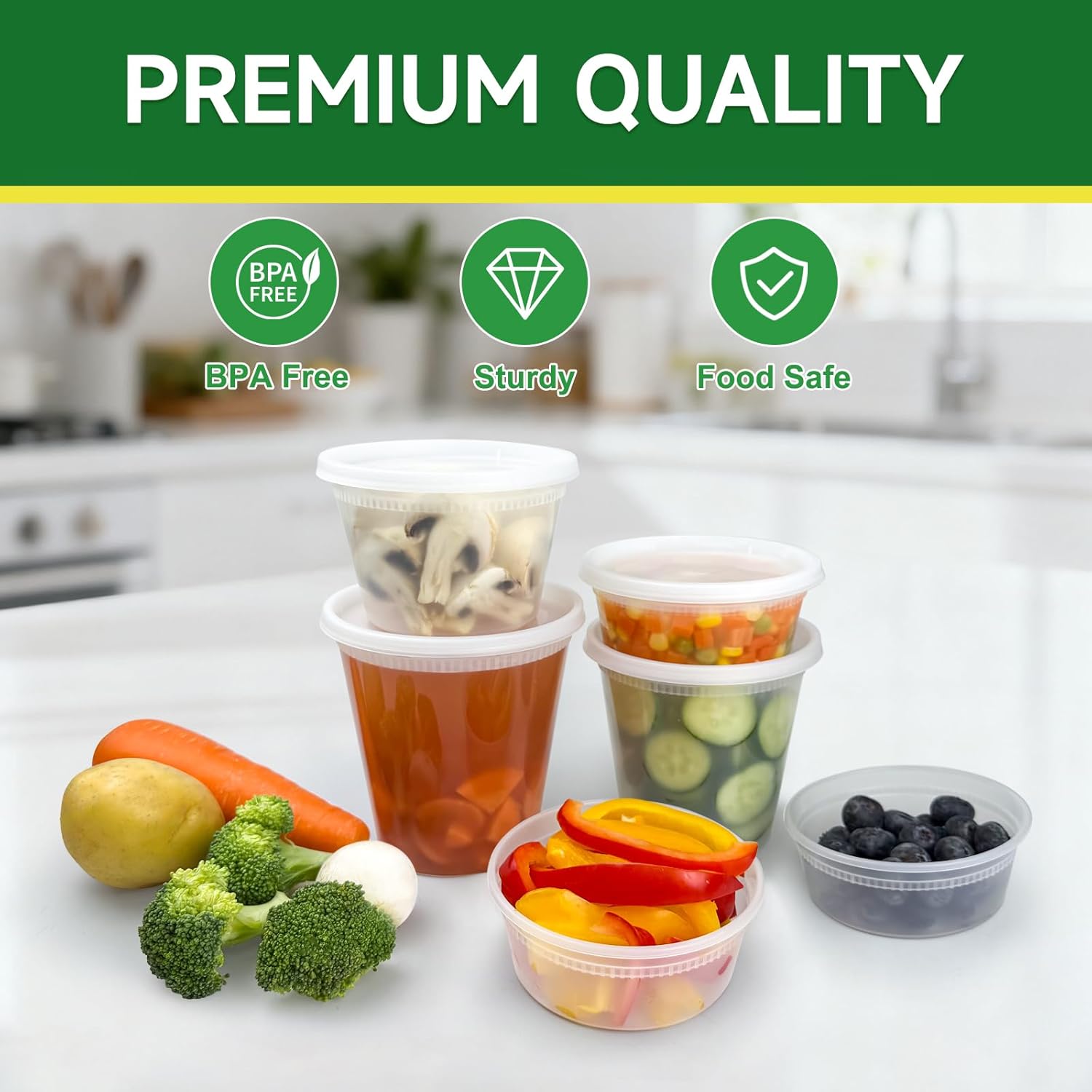 50 Set 32 oz Deli Containers with Lids | Leak-Proof BPA Free Plastic Take Out Bowls, Food Storage Containers for