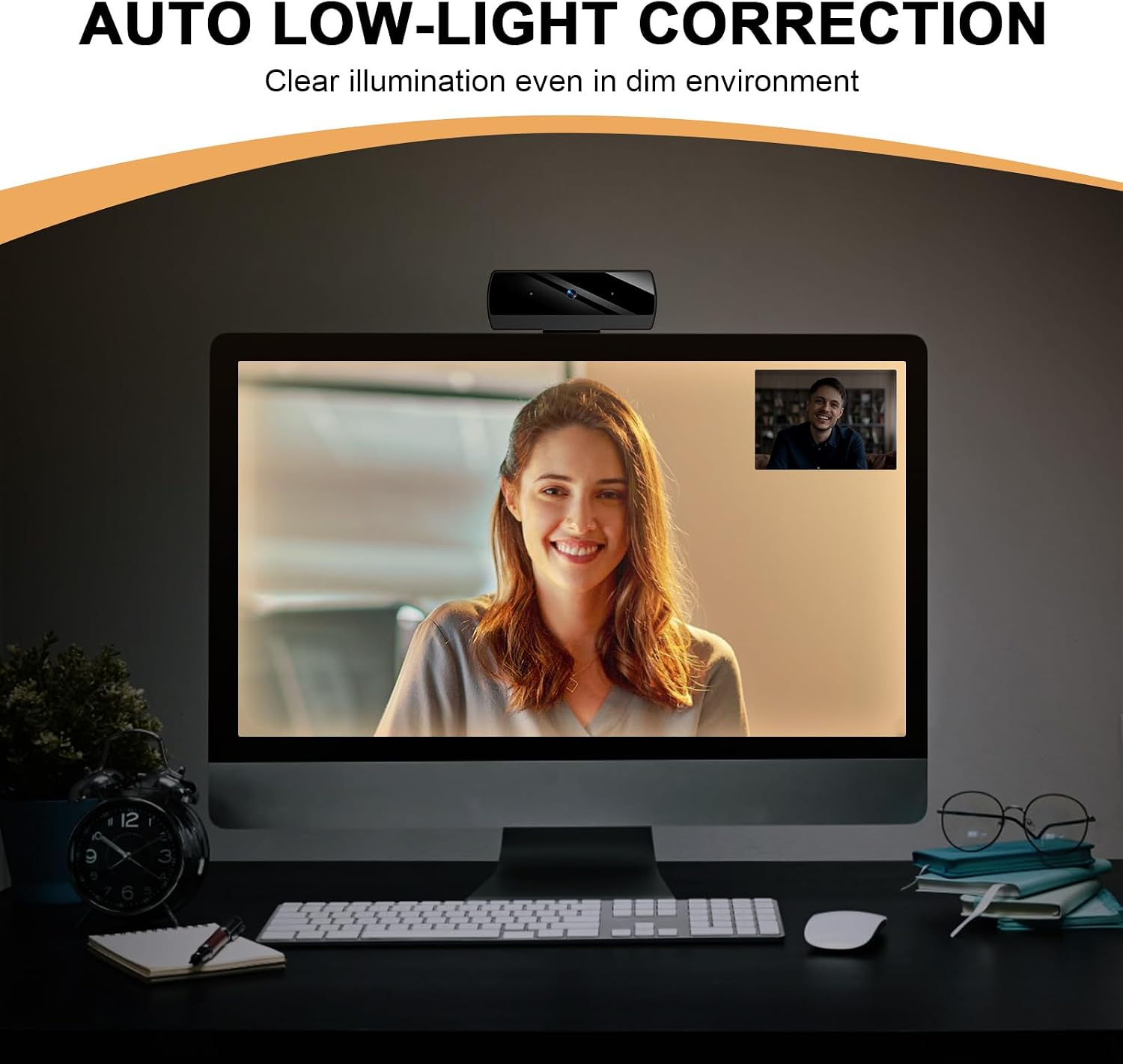 1080P Webcam with Microphone, Full HD Video Calling Web Camera, HD Light Correction Streaming Webcam for