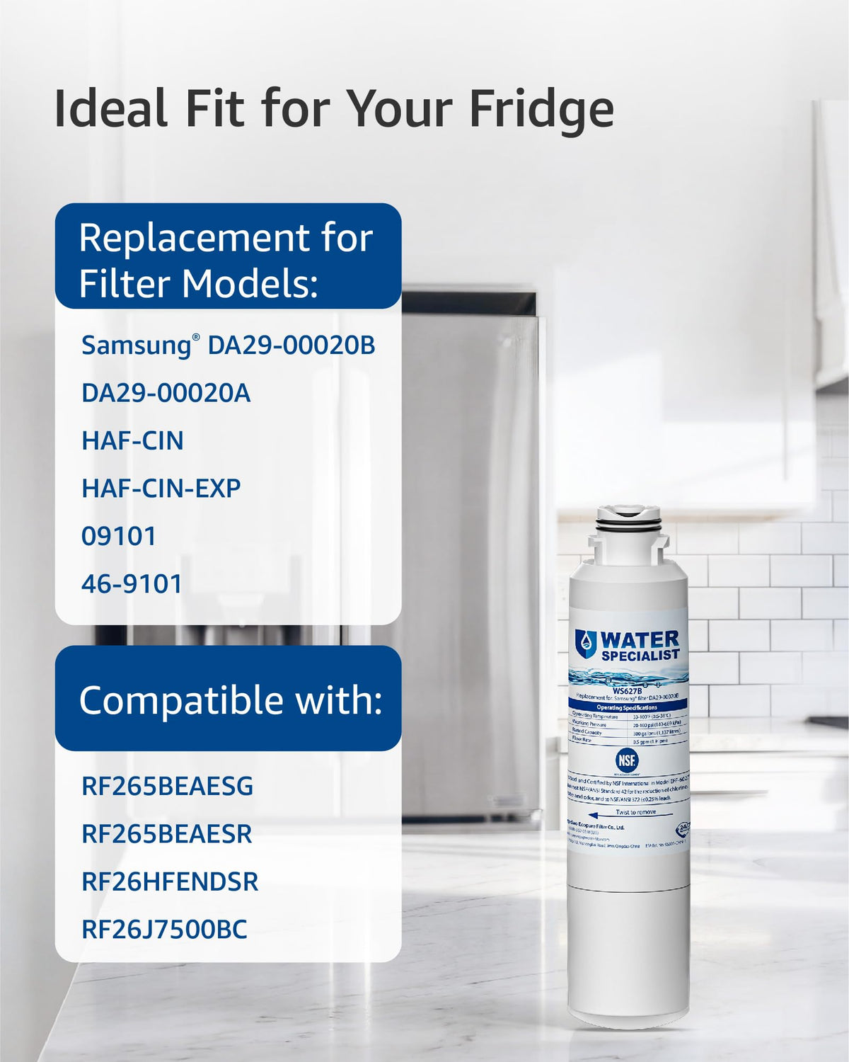 Water Filter Replacement for Samsung DA29-00020B, 3 Pack