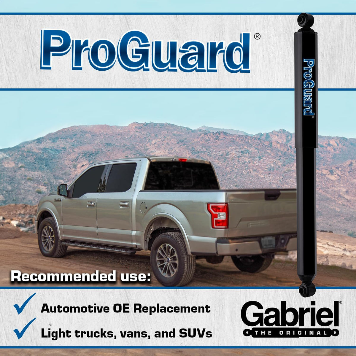 Gabriel 61690 ProGuard Rear Shock Absorbers for Chevrolet Silverado 1500 Base, 1500 LT, 1500 LTZ, 1500 WT, 1500; GMC Sierra 1500 Denali, 1500 SLE, 1500 SLT, 1500 WT, 1500 (1 Pack)