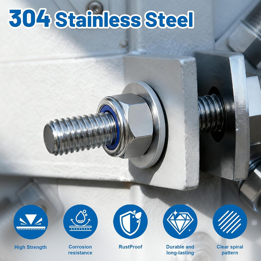 M3-0.5 Lock Nut 330Pcs Stainless Steel Nylock Locking Nuts with Washer