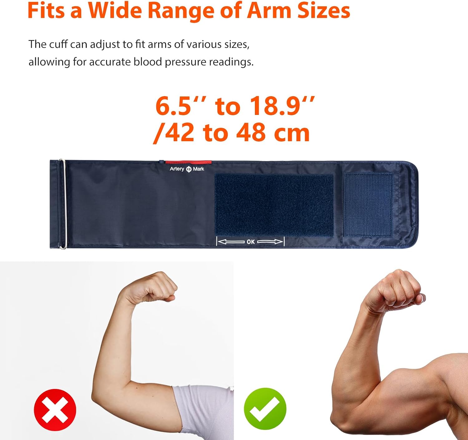 Extra Large Adult Replacement Blood Pressure Cuff for Big Arms (16.5"-18.9", 42-48cm), Compatible for iHealth Track