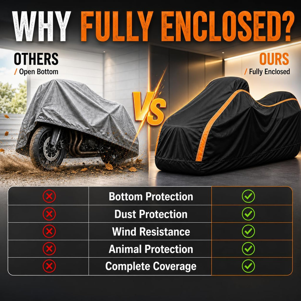 360° Fully Enclosed Motorcycle Cover,All-Season Waterproof Sun-Proof Outdoors Fits Motorcycles,Compatible with Harley