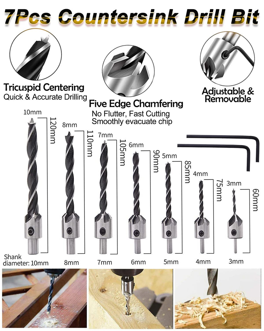 Rocaris 39 Pack Woodworking Chamfer Drilling Tools Set Kit
