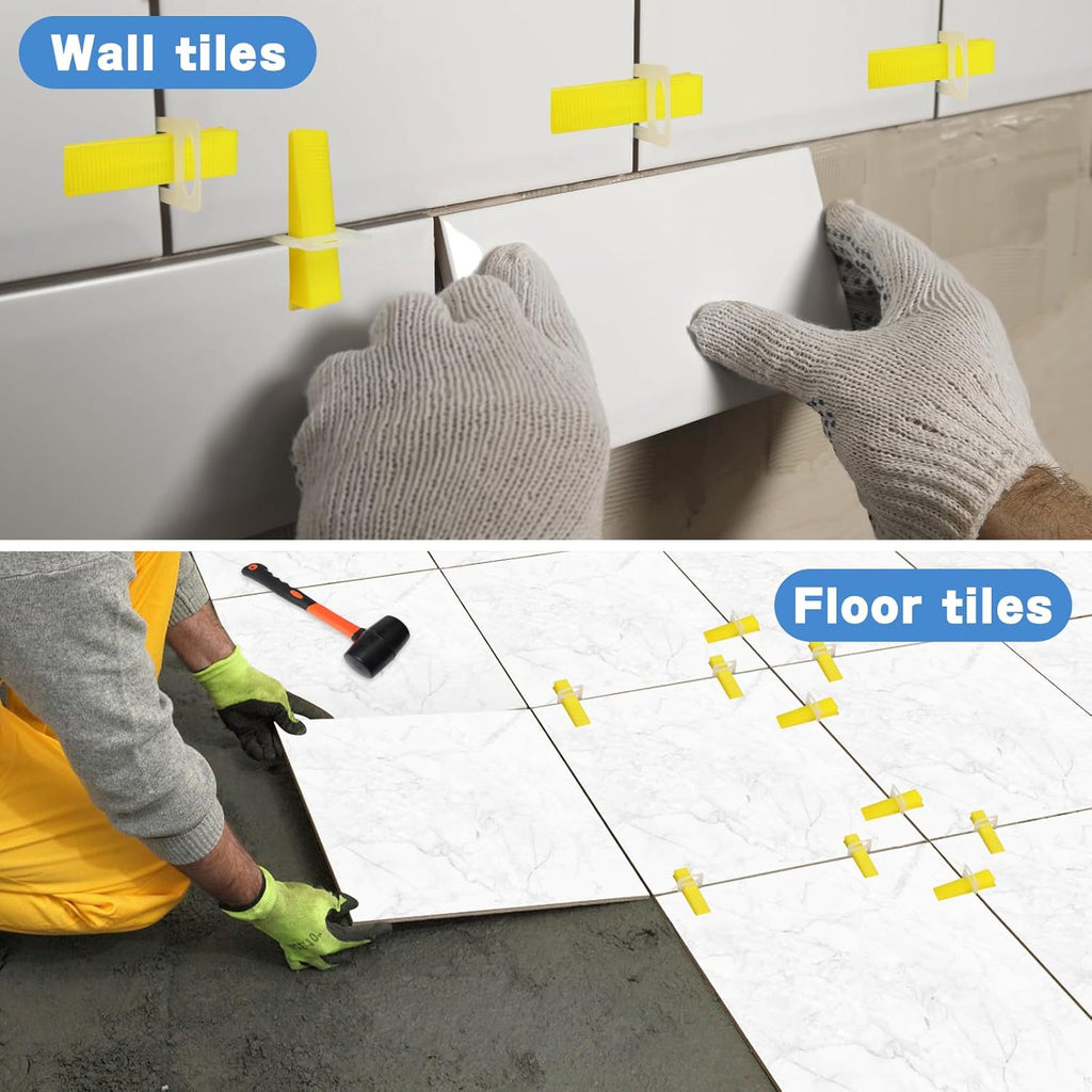 1/16 Inch Tile Leveling System, 1000 Tile Spacers and 200 Tile Wedges