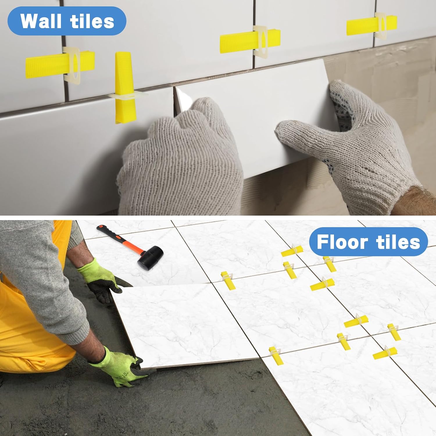 1/16 Inch Tile Leveling System, 1000 Tile Spacers and 200 Tile Wedges