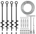 ‌L-KHYFU 4 Pack 18" Ground Anchors & Shed Anchor Kit with 1/8" Galvanized Cable & Turnbuckles, Heavy Duty Earth