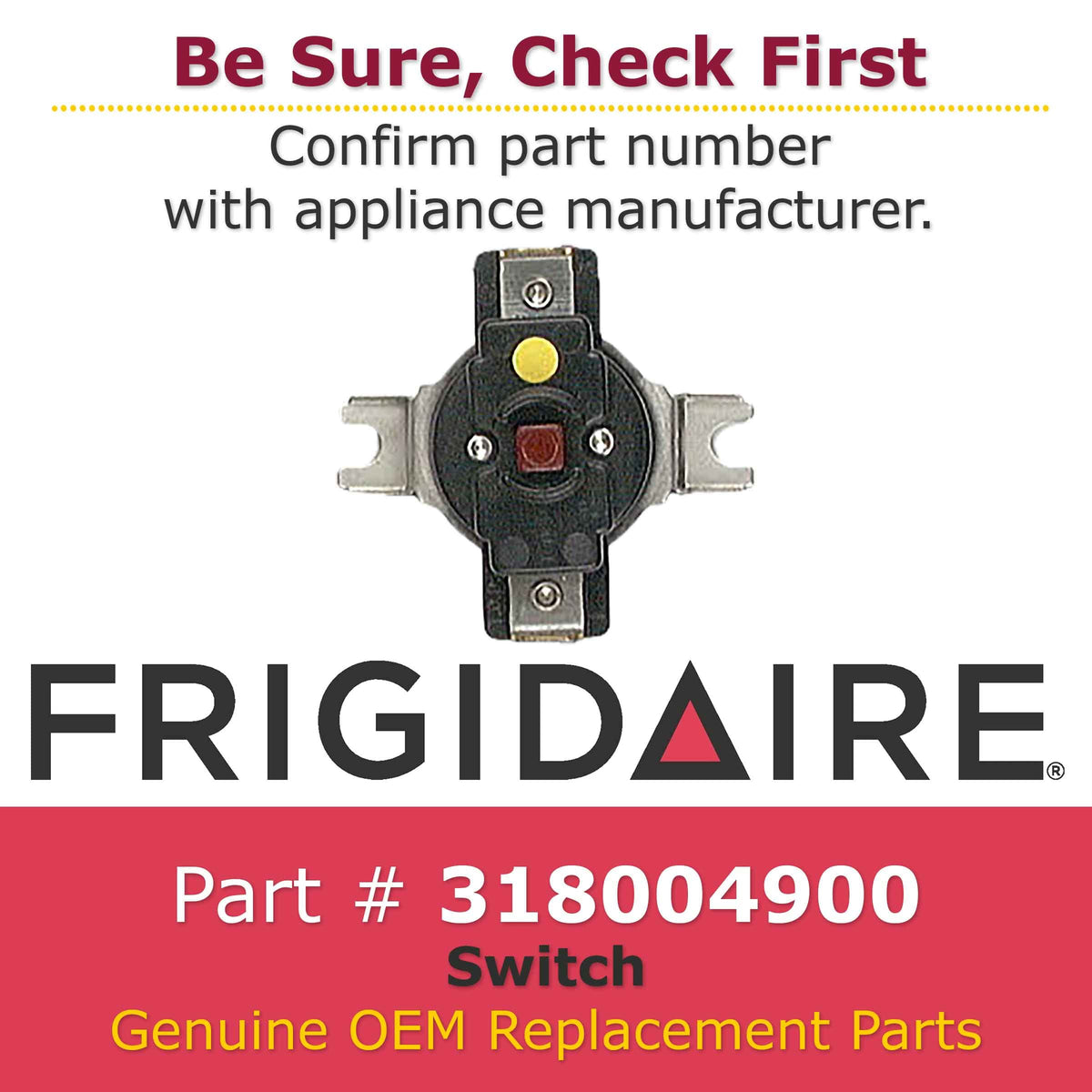 GENUINE Frigidaire 318004900 Switch for Range
