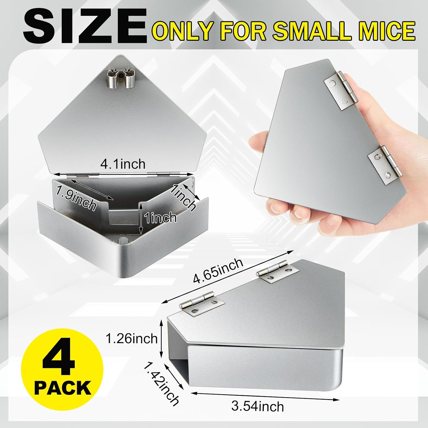 4 Pcs Mouse Bait Station Steel Metal for Indoor Outdoor Use | Waterproof Carbon Steel, Tamper-resistant Design