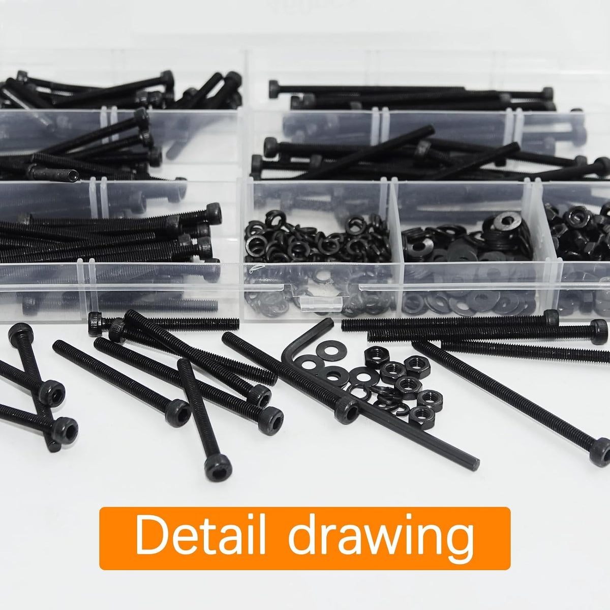 461Pcs M3 Socket Head Screws Metric Screws Bolts Washers Nuts Kit
