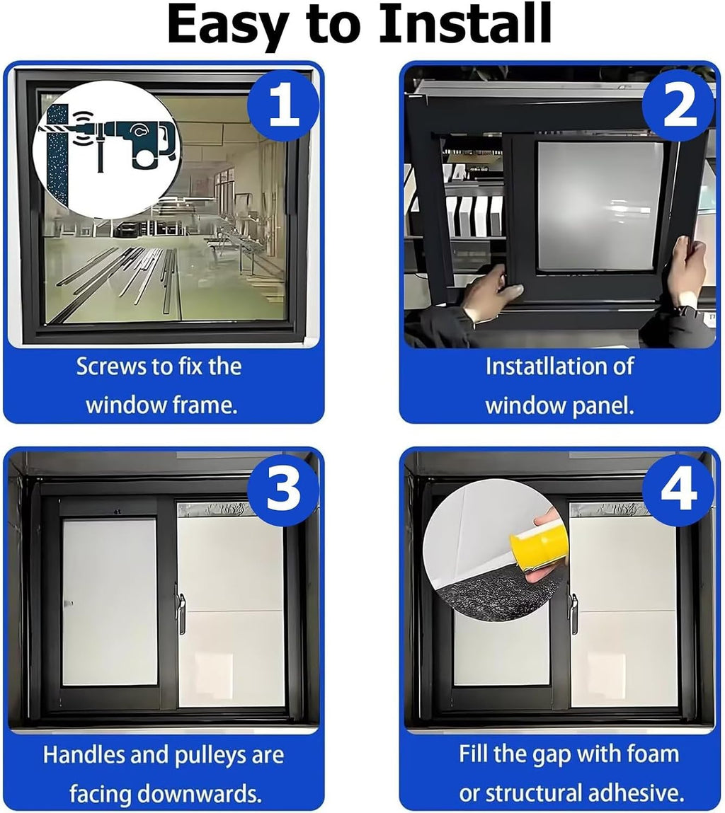 44x27in / 112x69cm Double Slide Vinyl Tempered Utility Window, Replacement Windows for Home, with Screen and Glass