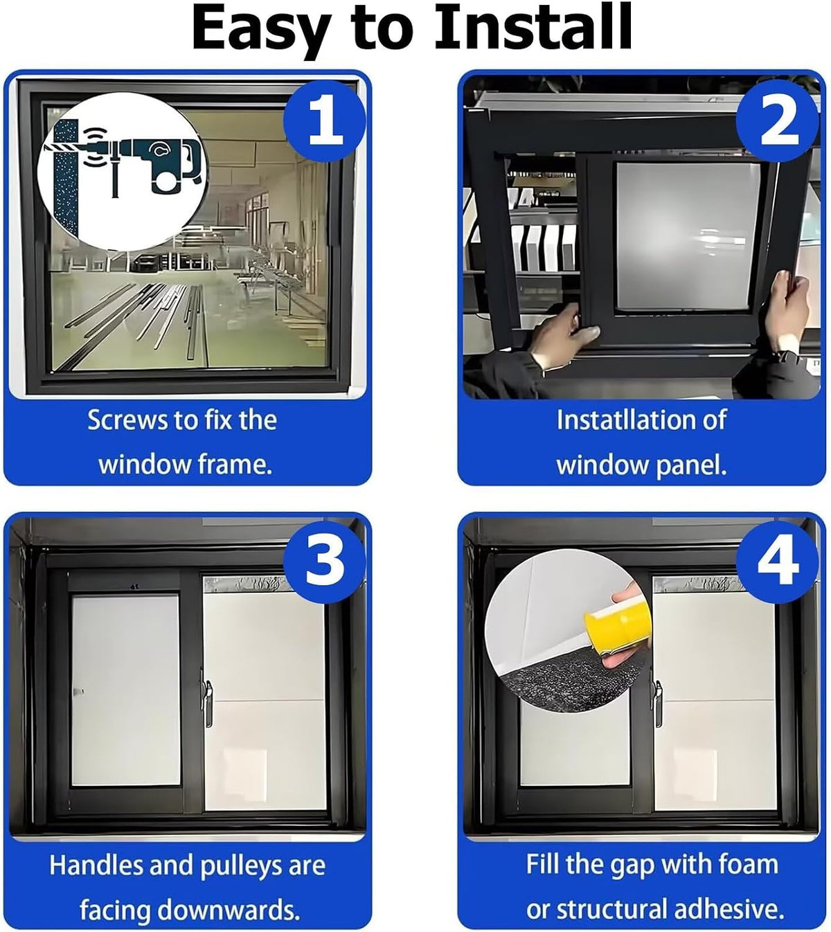 44x27in / 112x69cm Double Slide Vinyl Tempered Utility Window, Replacement Windows for Home, with Screen and Glass