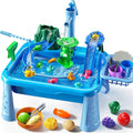 Water Table Play Sink Toy for Kids 2 3 4 5 6 Years Old - Outdoor Kitchen with Running Water, Fishing Games, Toddler