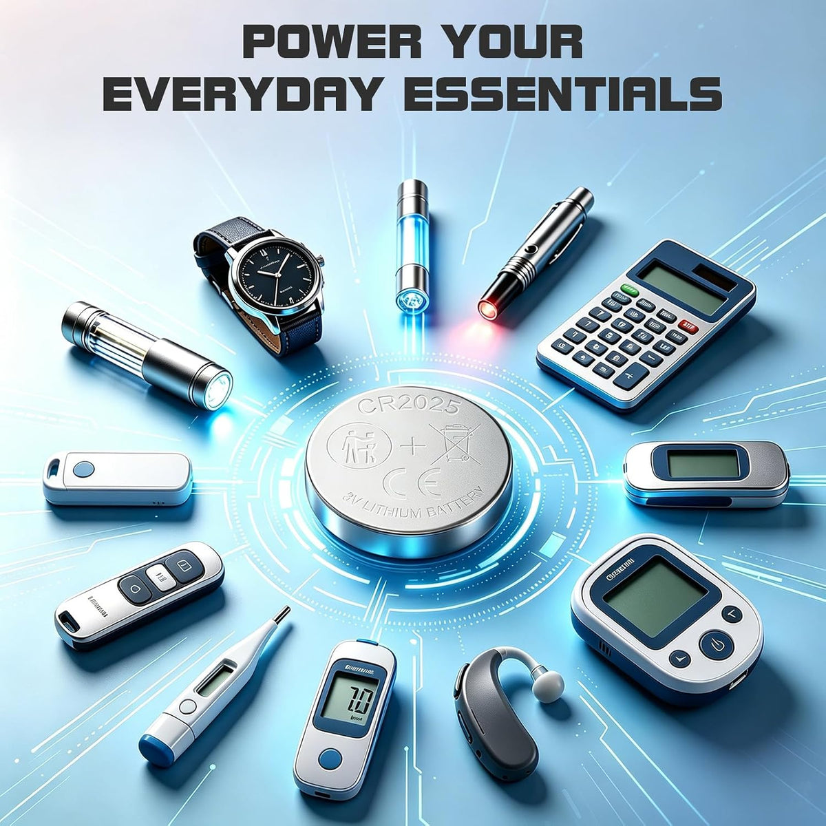 CR2025 Battery for Car Key: 3V Lithium Batteries 10 Pack - 2025 Coin Cell for Watch Remote Tracking Device Toys