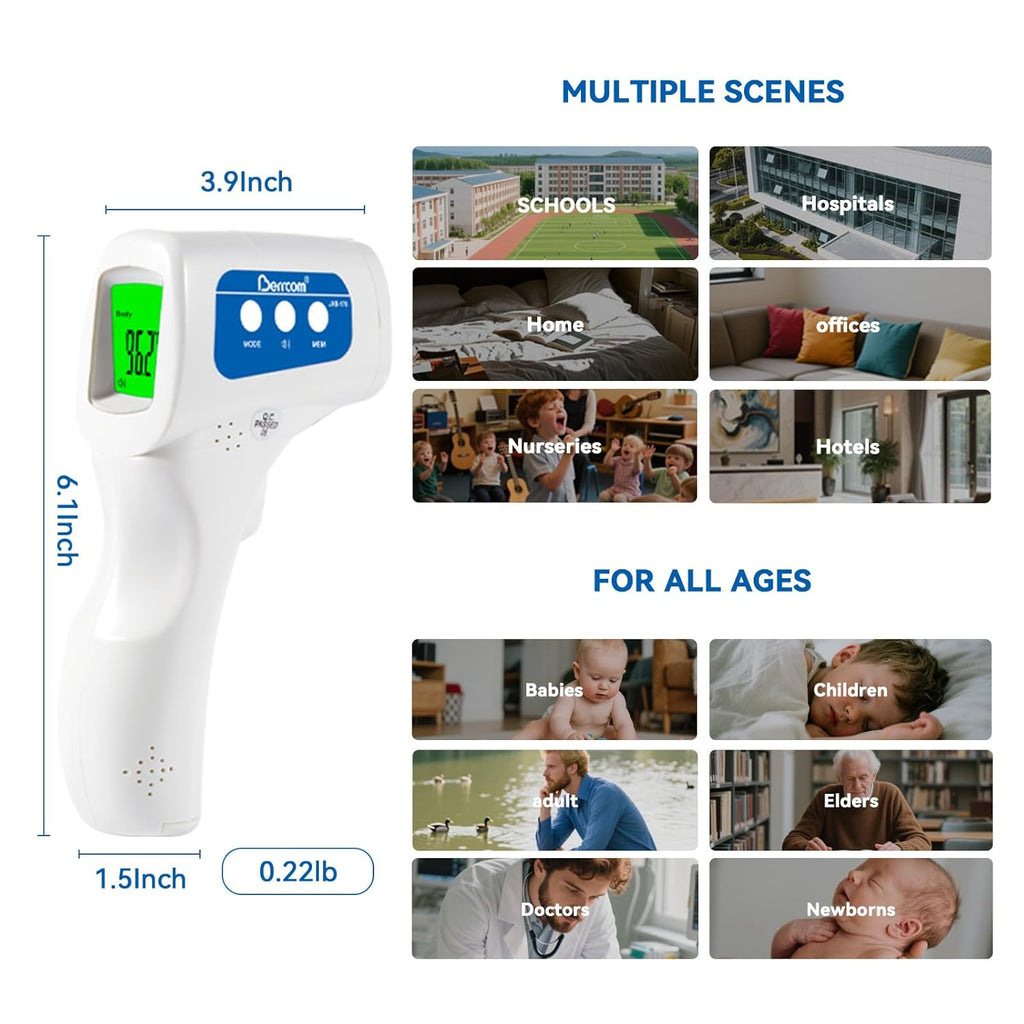 Thermometer, 3 in 1 Contactless Infrared Fever Check Thermometer for Forehead, Ideal for Baby, Infant, Kids, and