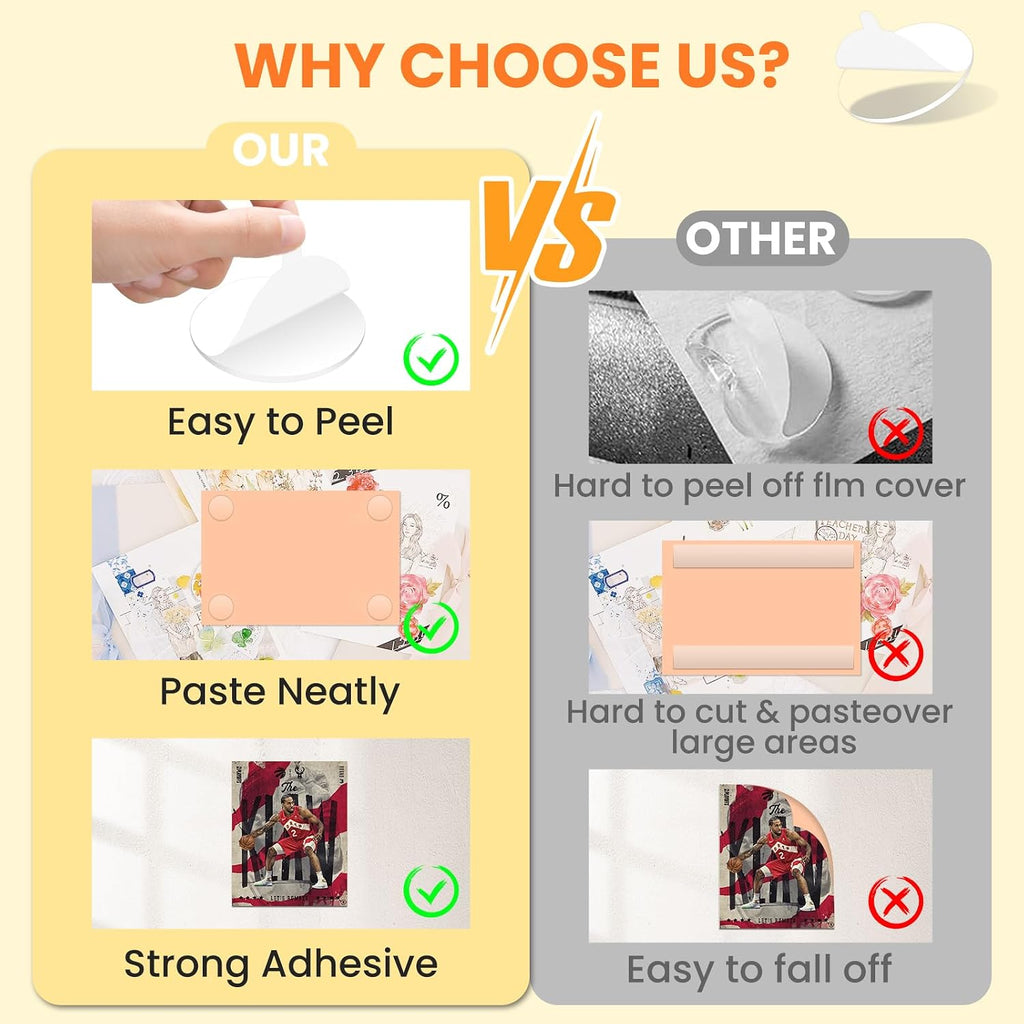 Clear Sticky Tack Adhesive Stick dots- Easy to Peel Clear Double Sided Mounting Putty Stick Tack for wall Hanging
