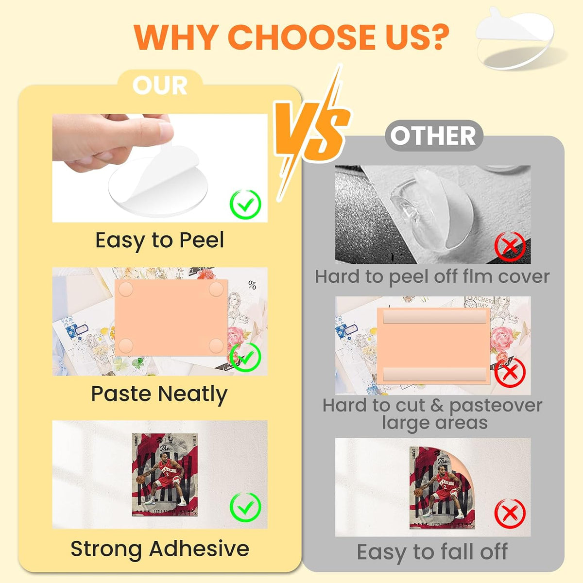 Clear Sticky Tack Adhesive Stick dots- Easy to Peel Clear Double Sided Mounting Putty Stick Tack for wall Hanging