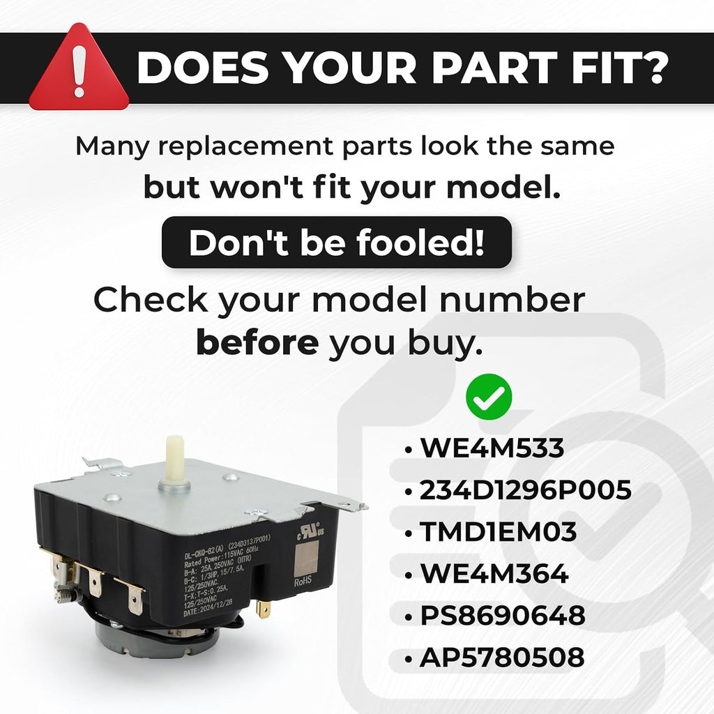WE4M533 Dryer Timer Replacement,Replaces WE4M364,234D1296P005, TMD1EM03,PS8690648, AP5780508 (Upgraded OEM Quality) Easy Installation