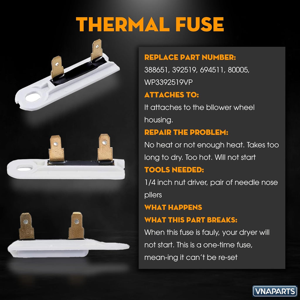 DryerThermostat & Thermal Fuse For Whirlpool LER3624EQ0 LER4634JT0