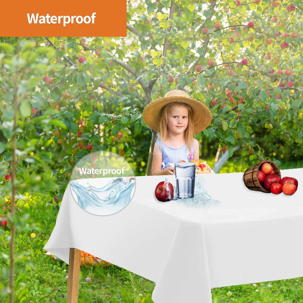 White Disposable Plastic Tablecloth for Rectangle Tables (12 Pack) Table Cloths for Parties, Events & Weddings