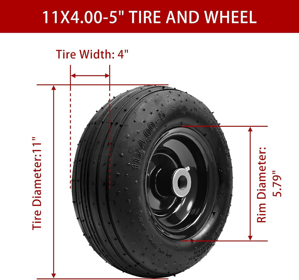 (2-Pack) 11x4.00-5 Lawn Mower Tires, 11x4.00-5 Tire and Wheel Assembly Universal Lawn Mower/Yard Tractor Turf Tires 4