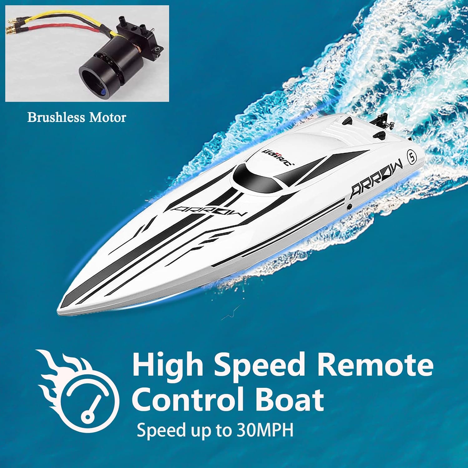 25" Brushless RC Boat 30 MPH High Speed Large Racing Remote Control Boat | Brushless Motor, Capsize Recovery