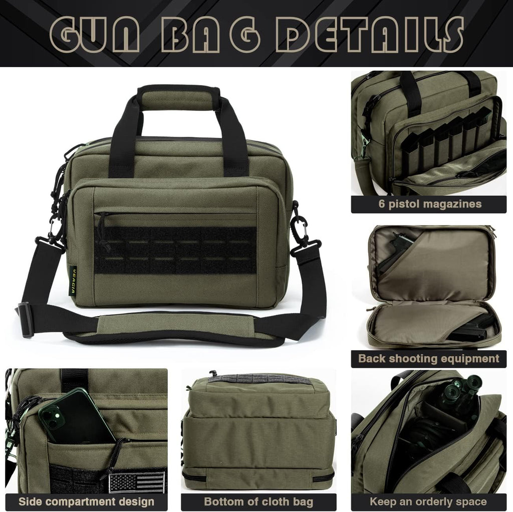 Range Bag,Pistol Case,Gun Range Bags For Handguns And Ammo Pouch 2 Pistols Soft Carrying Shooting Bag