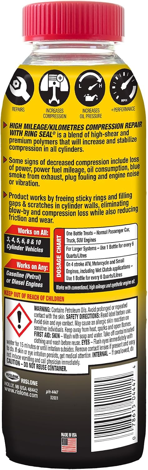 Rislone 4447 High Mileage Compression Repair with Ring Seal, 16.9 oz.