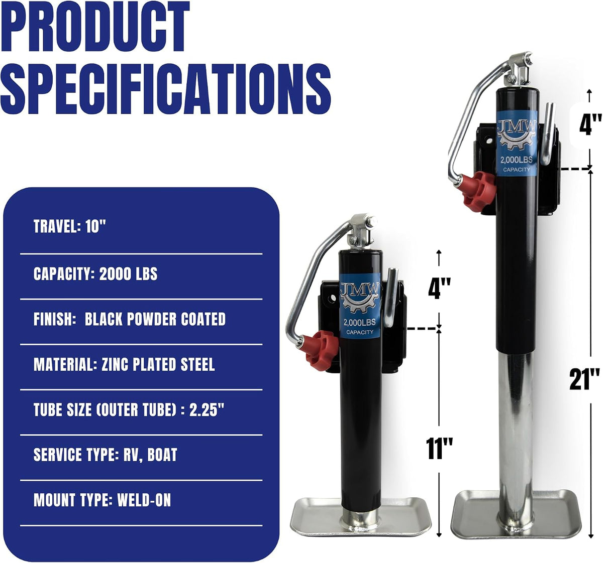 2000lbs Trailer Tongue Jack Lift Swivel Heavy Duty 1 Ton Camper Boat