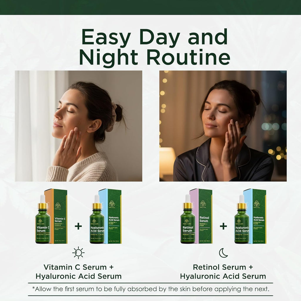 Face Serum Set - Vitamin C, Retinol & Hyaluronic Acid for Brightening, Firming & Hydrating - Anti Aging Skin Care Set