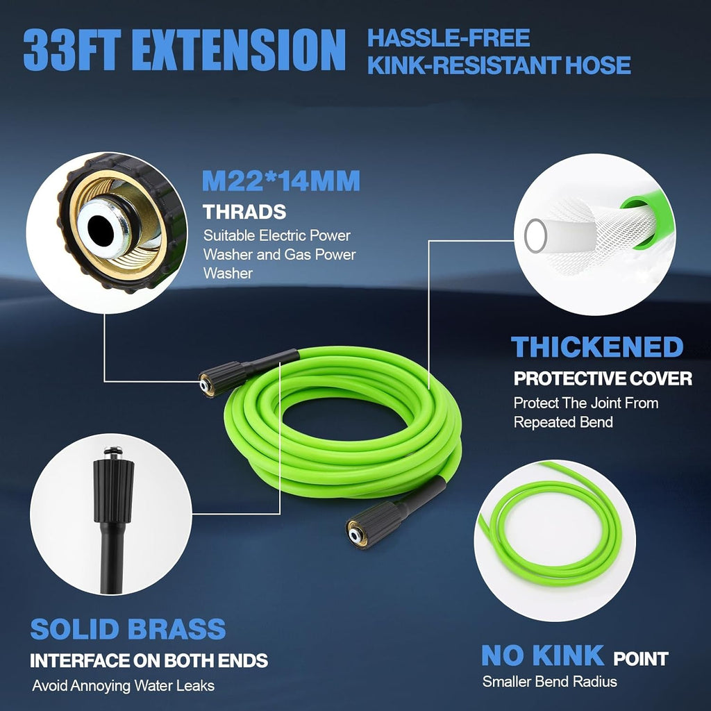 Electric Pressure Washer 5000PSI Max 4.0GPM with 33FT Flexible Extension Hose, 4 Nozzles, Foam Cannon, Power Washer