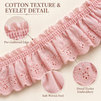 Cotton Eyelet Ruffle Trim 2''x 4 Yds for Sewing Pink