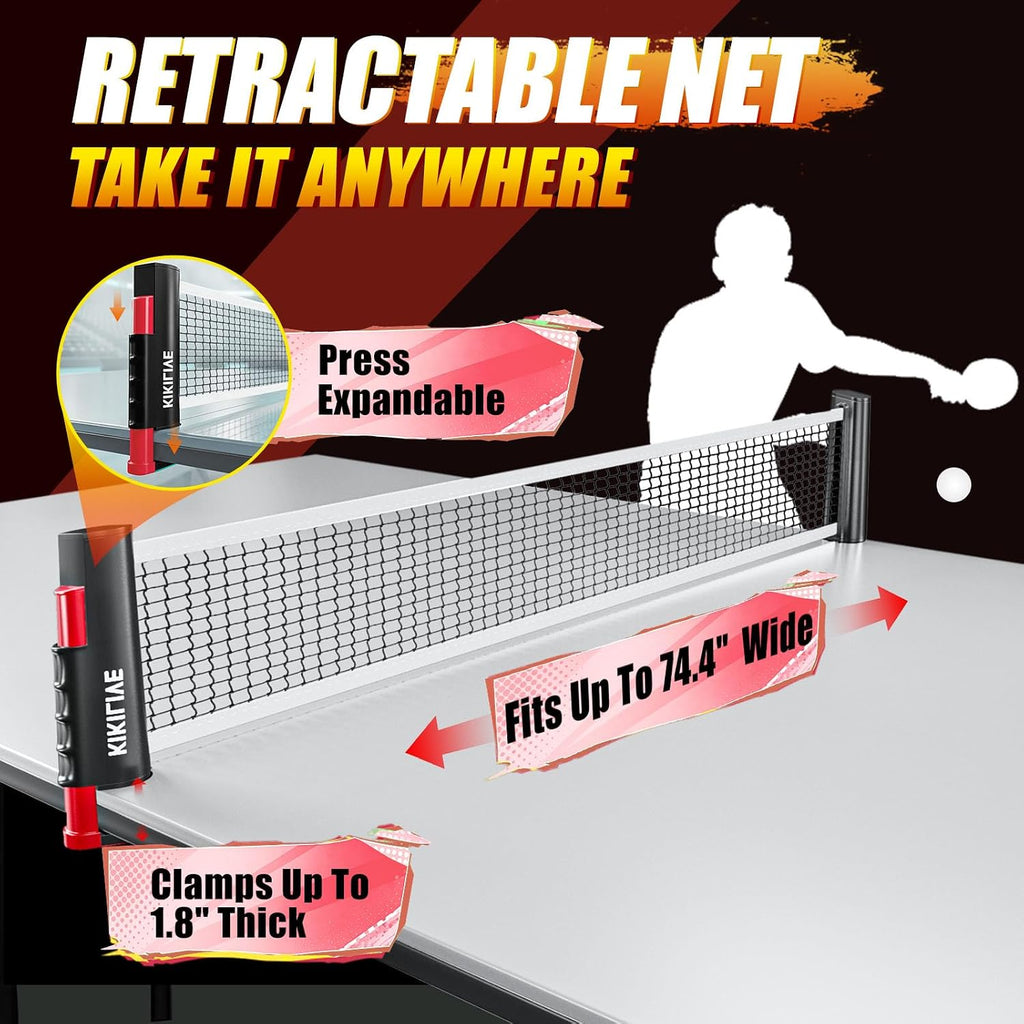 Ping Pong Paddle Set, 2-Sided Different Rubbers, Table Tennis Set | Smooth for Spin. Pimpled for Speed. Net Fits