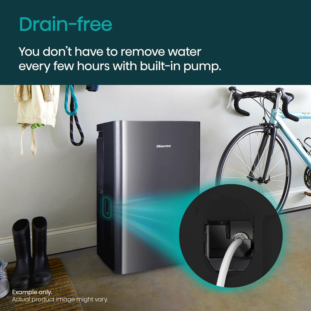 50-Pint Lift-Up Portable Dehumidifier with Built-In Pump, Black | Energy Efficient, Quiet, Humidity Absorber
