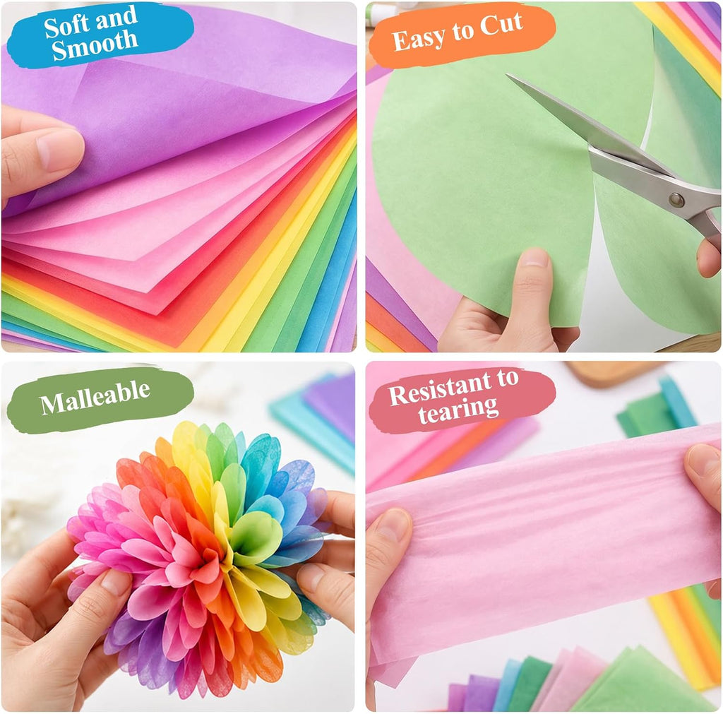 Tissue Paper 330 Sheets, 14 X 10 inch 20 Colors for Gift Bags