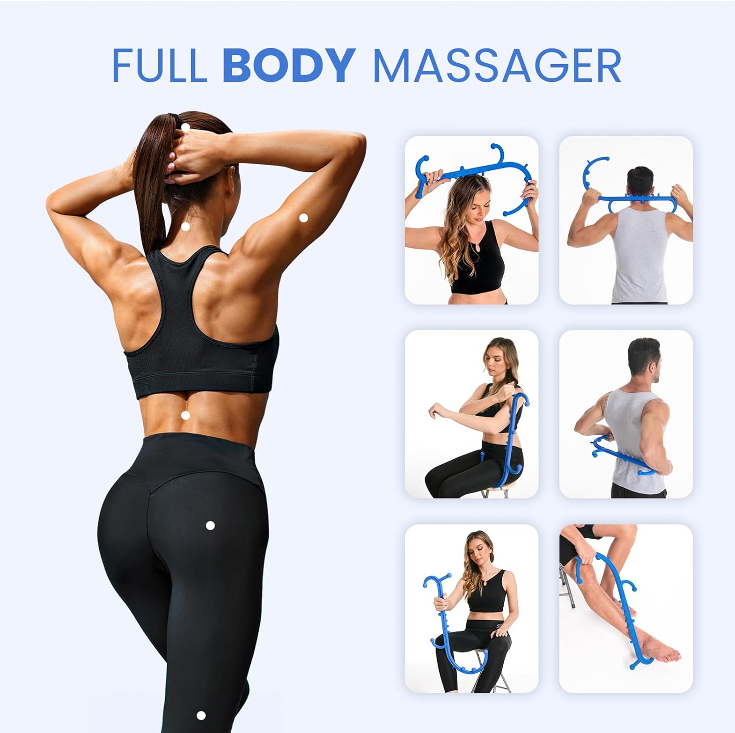 Deep Tissue Back & Neck Massager - Back Massager Stick for Pain Relief, Muscle Knot Remover, Trigger Point Massage