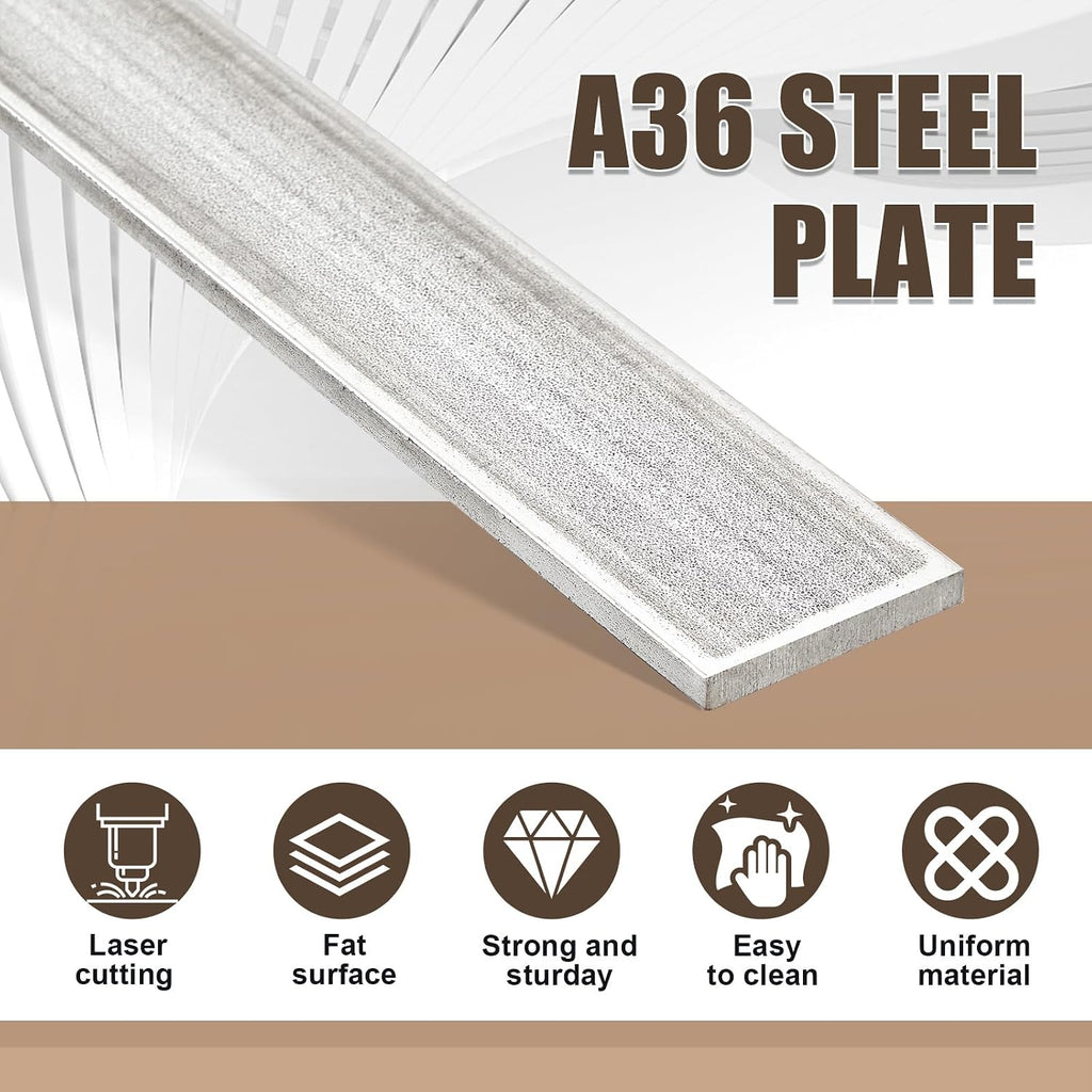 2 x 1/4 x 48 Inch Steel Flat Bar Metal Stock Hot Rolled Steel Plate Solid Plain Metal Flat Bar Stock